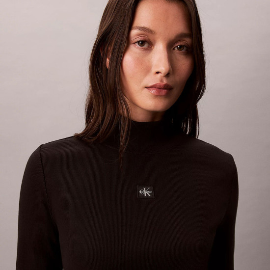 Calvin Klein Γυναικεία μακρυμάνικη μπλούζα Ribbed Cotton Turtleneck Top